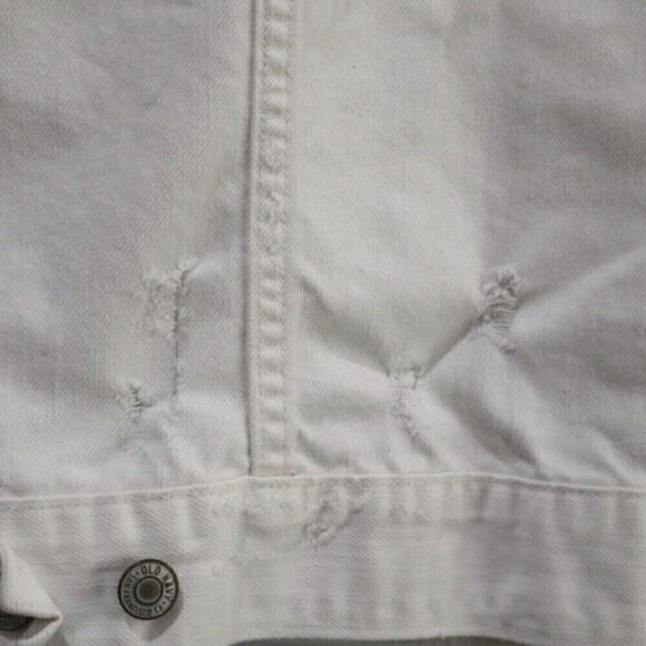 Old Navy White Semi Distressed Denim Jacket Small Size - Picture 9 of 9